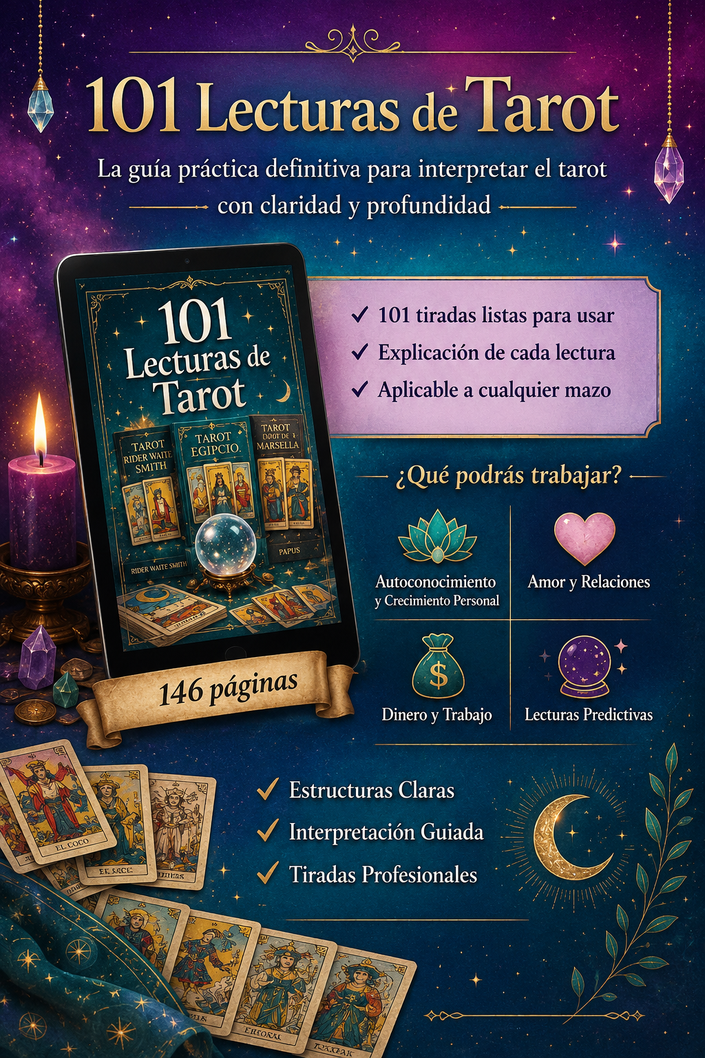 ✨ 100 LECCIONES DE TAROT + LA GUÍA DEFINITIVA PARA LLEVAR TUS LECTURAS A OTRO NIVEL 🔮📖